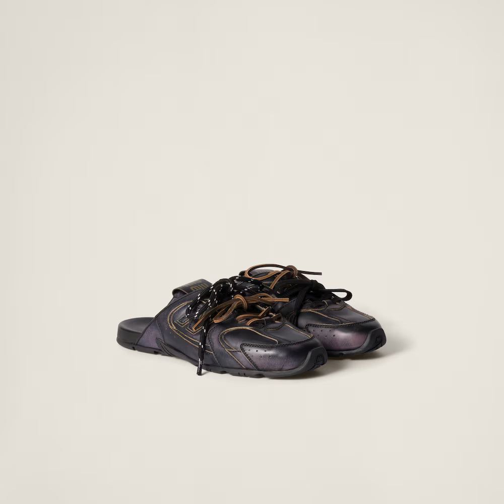 530 SL Mules – Bleached Leather & Gum Sole Black