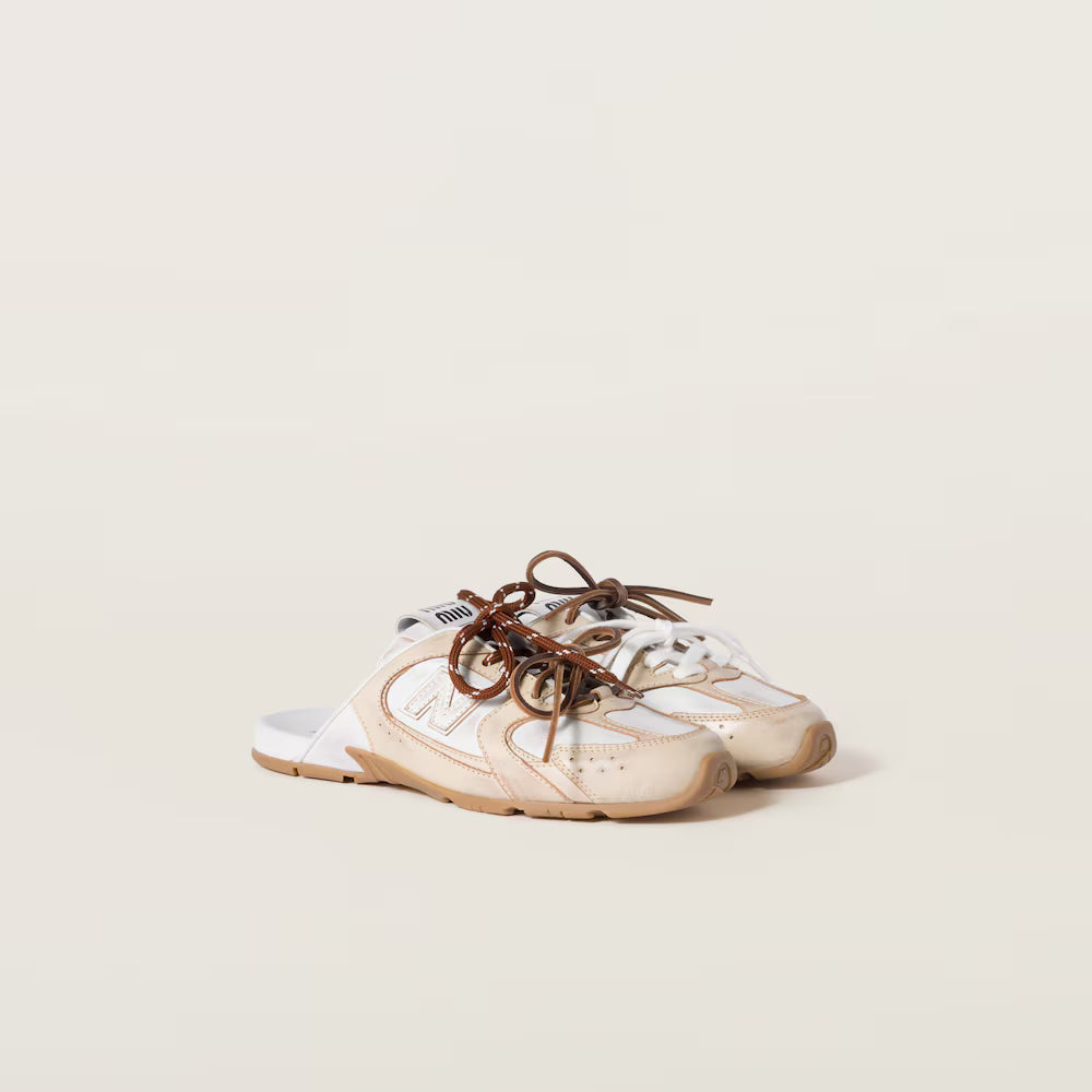 530 SL Mules – Bleached Leather & Gum Sole Travertine Gray White Edition