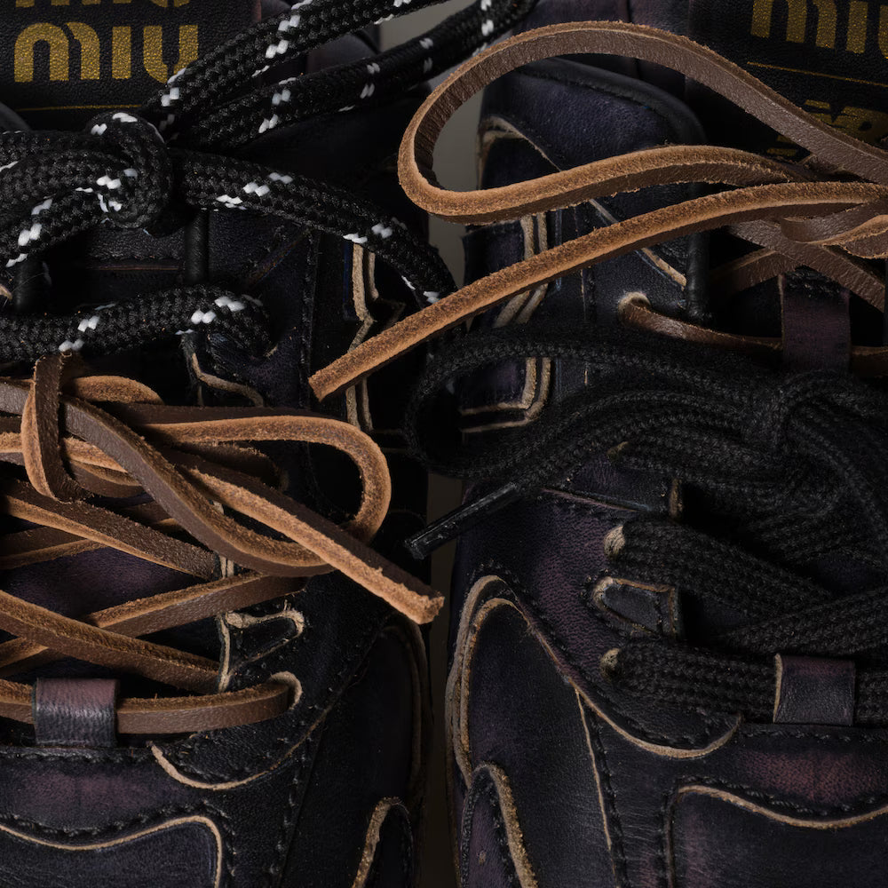 530 SL Mules – Bleached Leather & Gum Sole Black