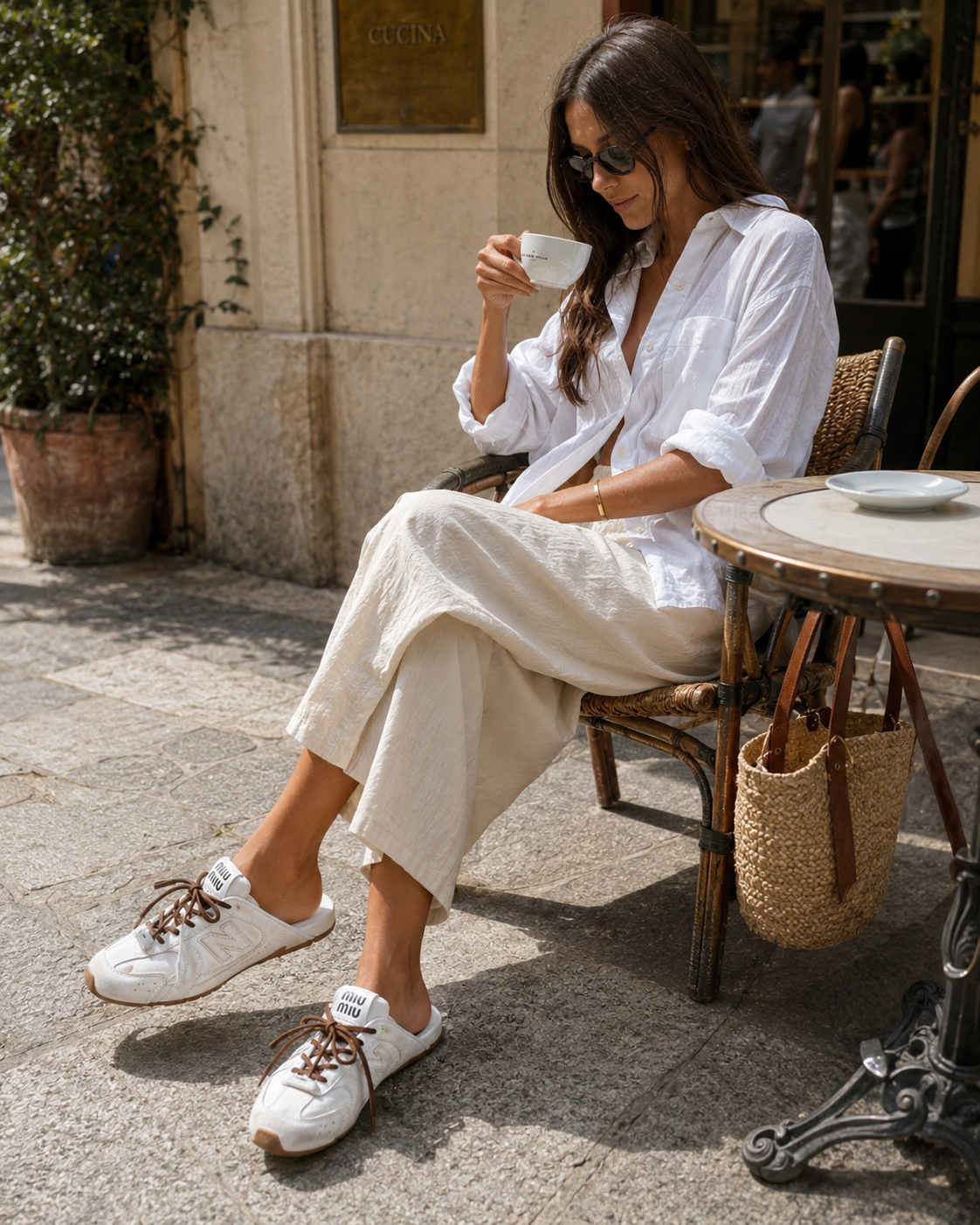 530 SL Mules - Bleached Leather & Gum Sole White